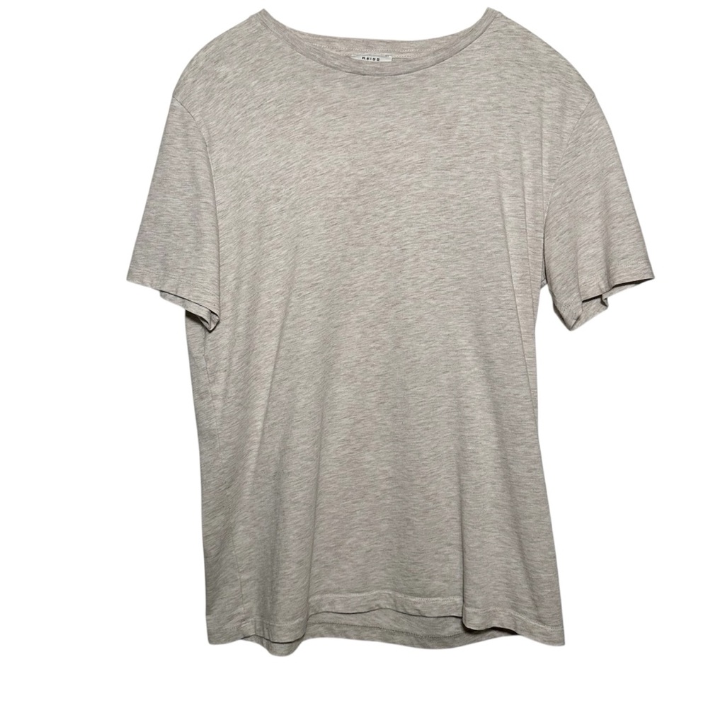 REISS Men’s Heathered Oatmeal Casual Short Sleeve T-Shirt- Size Medium